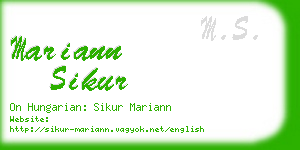 mariann sikur business card